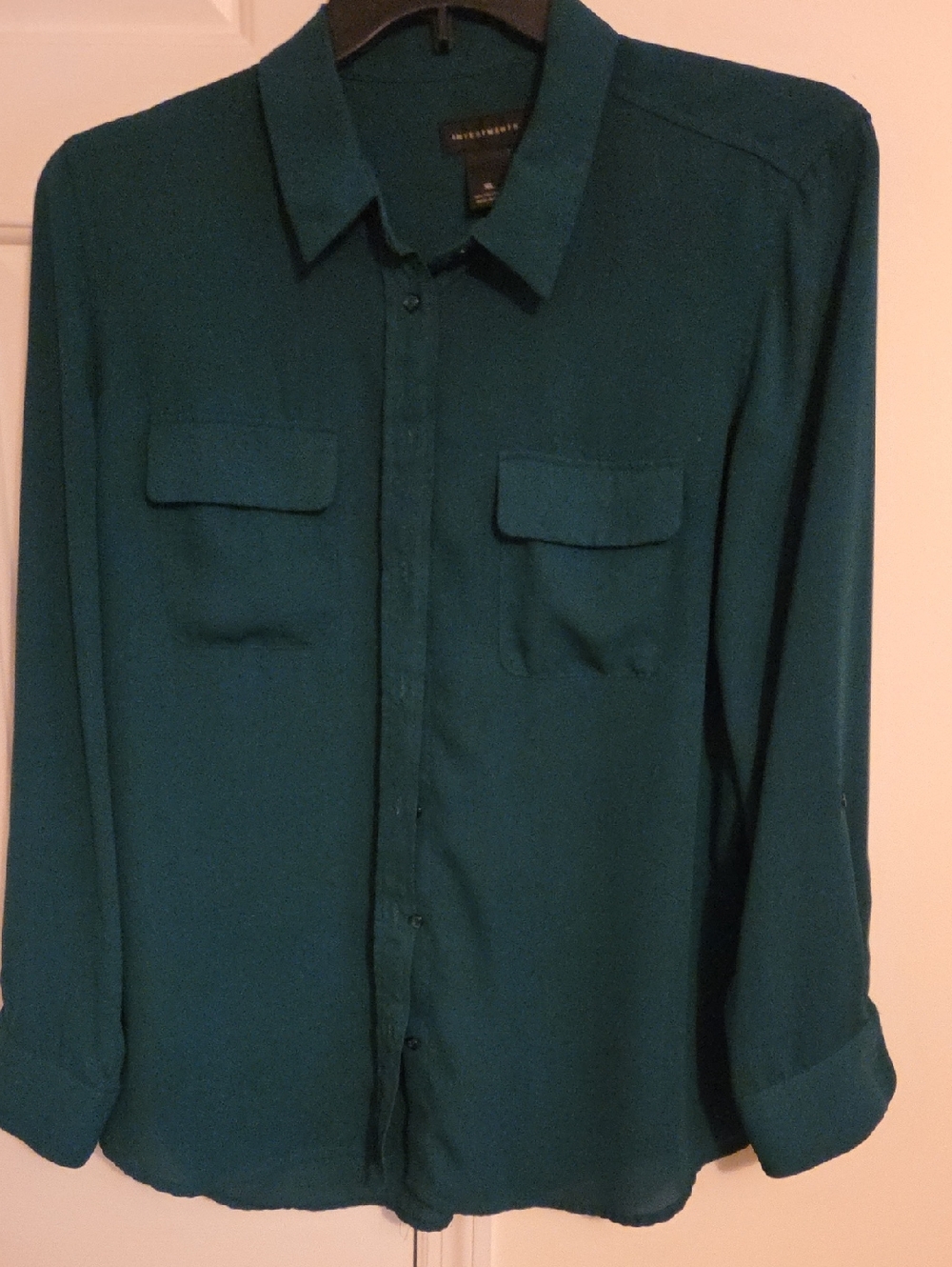 Button-Front Teal Blouse